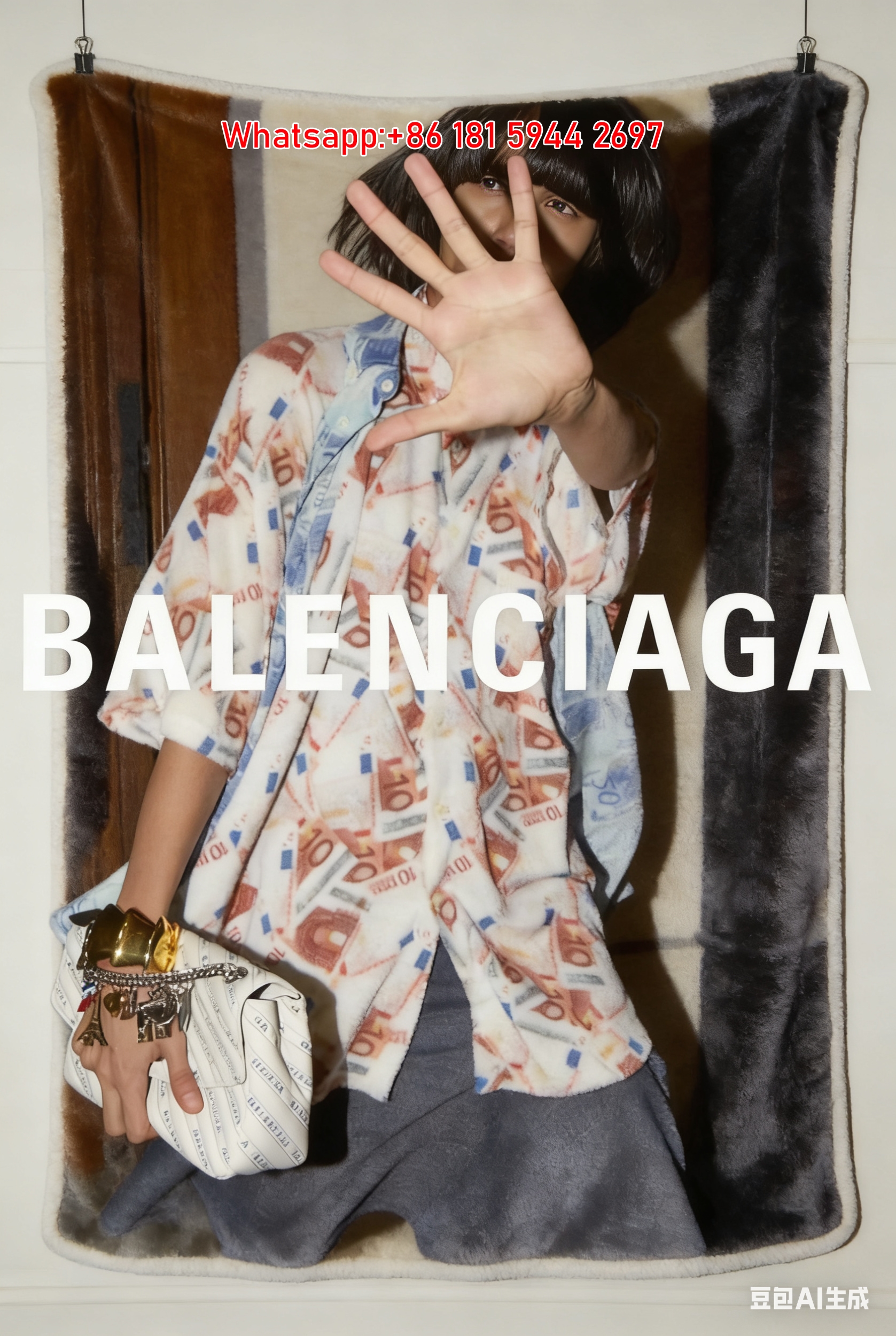 Balenciaga Euro Banknote Print Street Style Flannel Sofa Throw Blanket BA165
